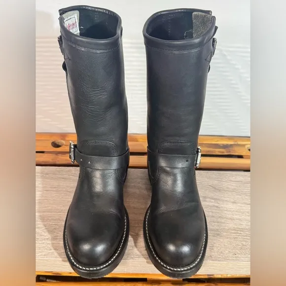 Men’s Chippewa Engineer Boots Size 5.5 D Style 27863 Black Leather Steel Toe USA