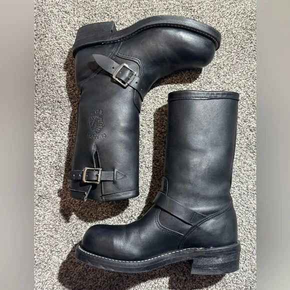 Men’s Chippewa Engineer Boots Size 5.5 D Style 27863 Black Leather Steel Toe USA