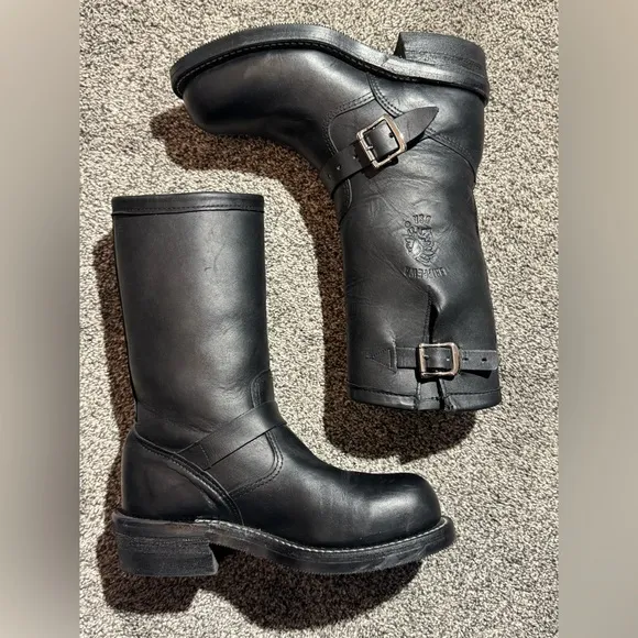 Men’s Chippewa Engineer Boots Size 5.5 D Style 27863 Black Leather Steel Toe USA