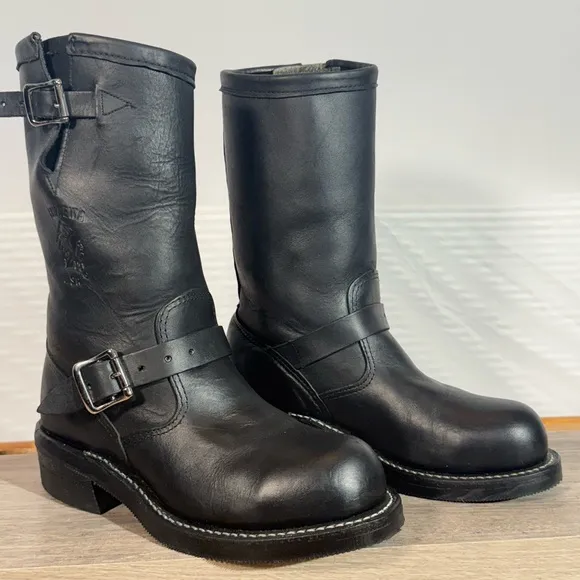 Men’s Chippewa Engineer Boots Size 5.5 D Style 27863 Black Leather Steel Toe USA