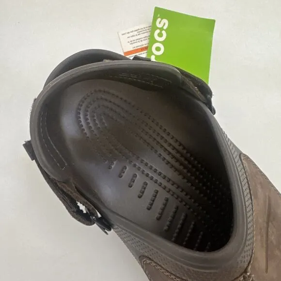 Men's Crocs Yukon Mesa Clogs Brown Leather EVA Clogs Shoes Size 14