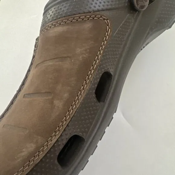 Men's Crocs Yukon Mesa Clogs Brown Leather EVA Clogs Shoes Size 14