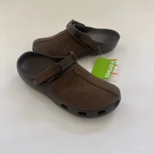 Men's Crocs Yukon Mesa Clogs Brown Leather EVA Clogs Shoes Size 14
