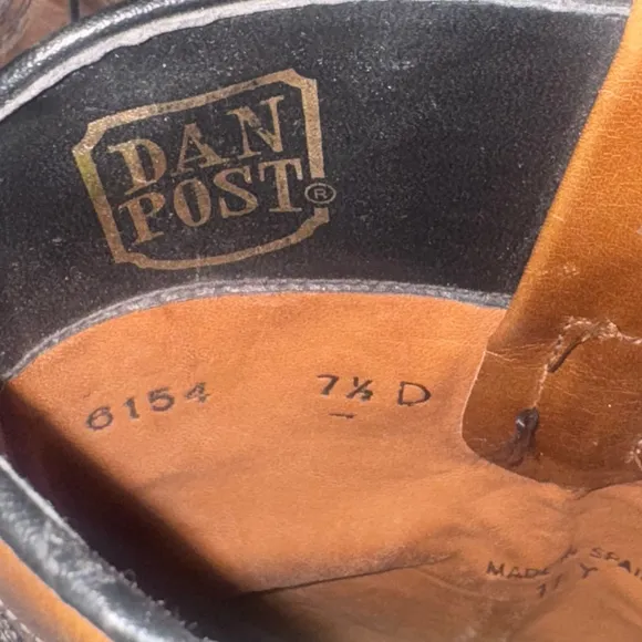 Men's Dan Post Cowboy Boots Size 7.5 D Brown Leather Western
