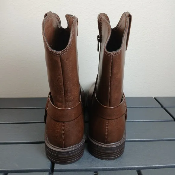 Men's Frye and Co. Otis Stacked Heel Motorcycle Boots Dark Brown Size 10.5 -NA