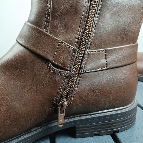 Men's Frye and Co. Otis Stacked Heel Motorcycle Boots Dark Brown Size 10.5 -NA