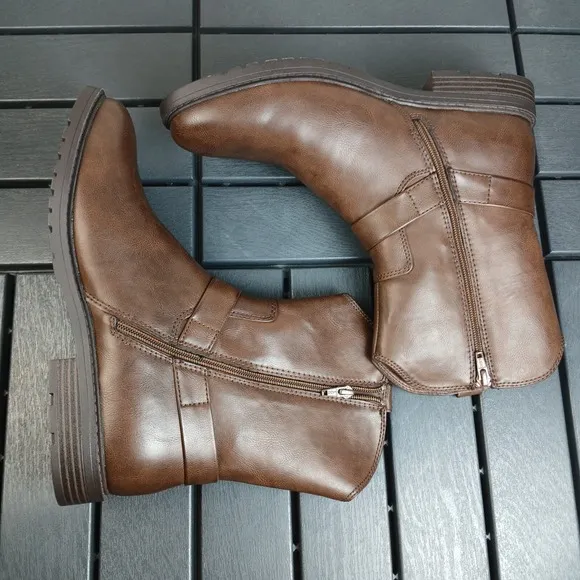 Men's Frye and Co. Otis Stacked Heel Motorcycle Boots Dark Brown Size 10.5 -NA