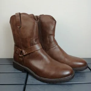 Men's Frye and Co. Otis Stacked Heel Motorcycle Boots Dark Brown Size 10.5 -NA
