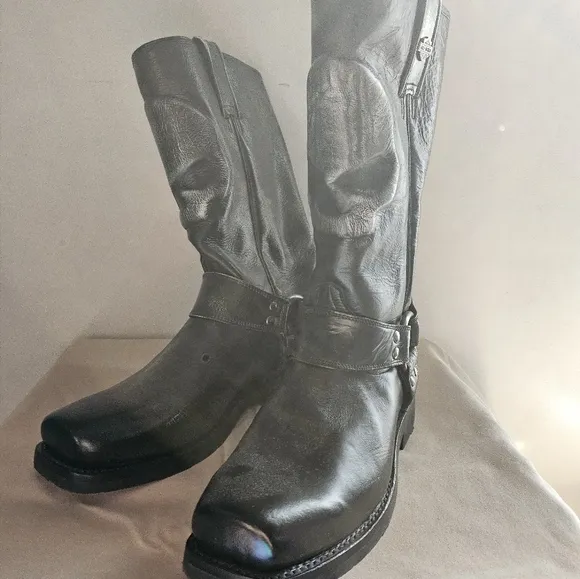 Mens Harley Davidson Quentin Skull Black Leather Boots