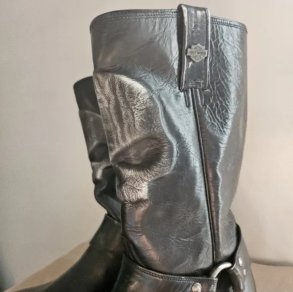 Mens Harley Davidson Quentin Skull Black Leather Boots