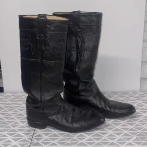 Men's Justin Black Leather Cowboy Boots Size 8 C