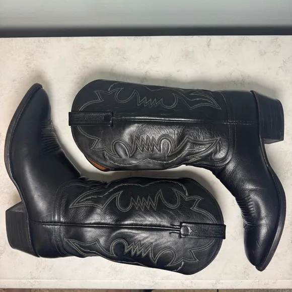 Men's Lucchese 2000 Western Cowboy Boots Size 9.5D Black Leather