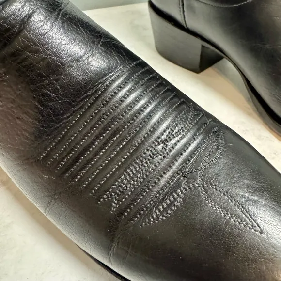 Men's Lucchese 2000 Western Cowboy Boots Size 9.5D Black Leather