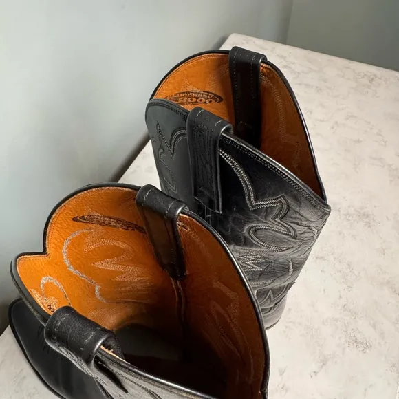 Men's Lucchese 2000 Western Cowboy Boots Size 9.5D Black Leather