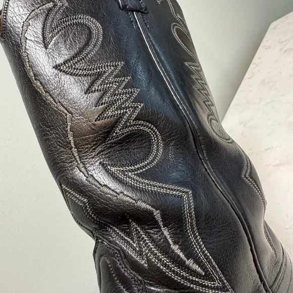 Men's Lucchese 2000 Western Cowboy Boots Size 9.5D Black Leather
