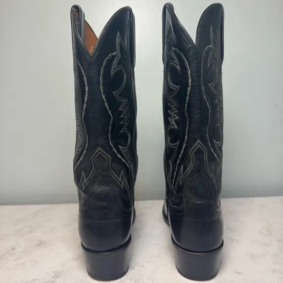 Men's Lucchese 2000 Western Cowboy Boots Size 9.5D Black Leather