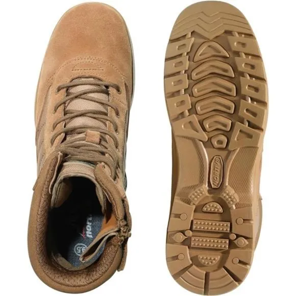 Men's Military Tactical Work Boots Side Zipper Leather Motorcycle Combat Boots