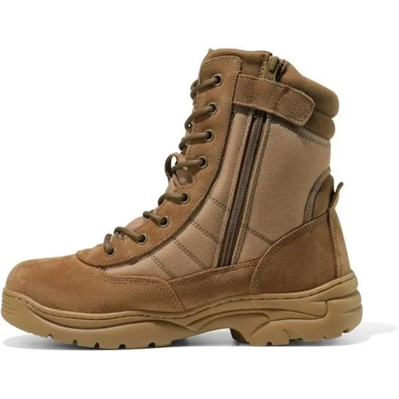 Men's Military Tactical Work Boots Side Zipper Leather Motorcycle Combat Boots