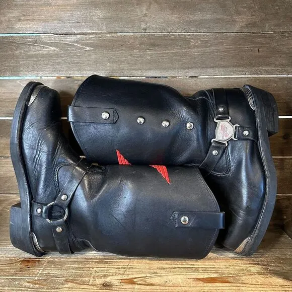 Mens Red Wing Engineer‎ Black Leather Weastern Motorcycle Biker Boots Size 8 D