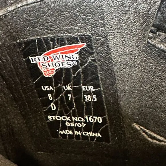 Mens Red Wing Engineer‎ Black Leather Weastern Motorcycle Biker Boots Size 8 D