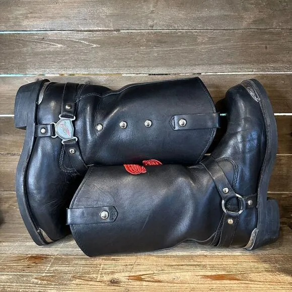 Mens Red Wing Engineer‎ Black Leather Weastern Motorcycle Biker Boots Size 8 D