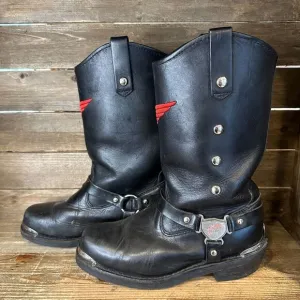 Mens Red Wing Engineer‎ Black Leather Weastern Motorcycle Biker Boots Size 8 D