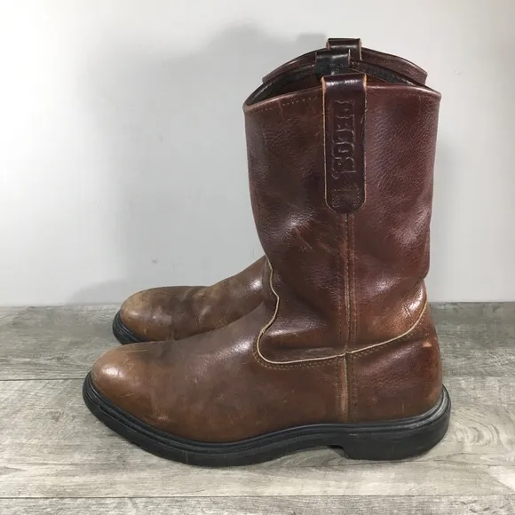 Mens Red Wing Pecos 1132 SuperSole Leather Soft Toe Pull On Motorcycle Boots 10