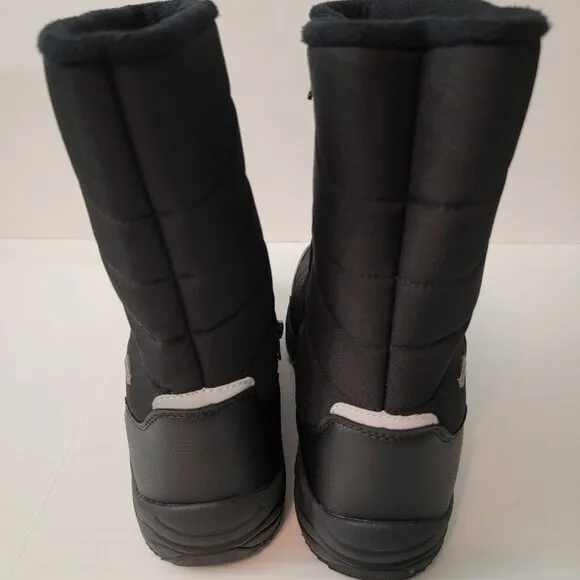 Mens Size 10 Mid-Calf Winter Snow Boots Waterproof Fleece Lined Zip Up Black EUC
