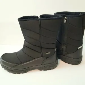 Mens Size 10 Mid-Calf Winter Snow Boots Waterproof Fleece Lined Zip Up Black EUC