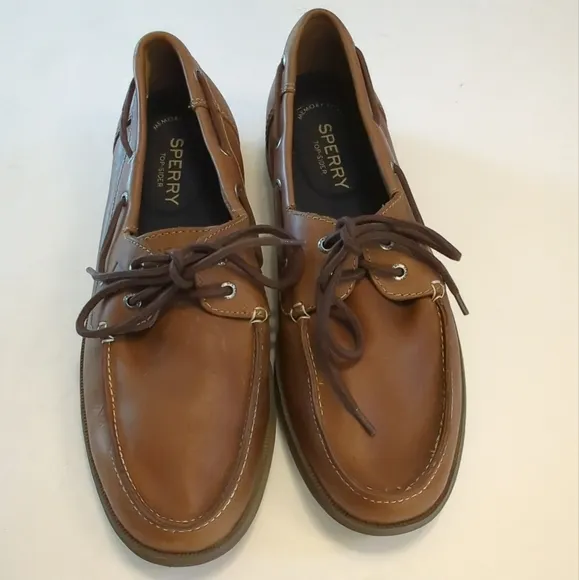 Men's Sperry Defender All Leather Boat Shoe Size 12M Tan Leather STS17702 EUC