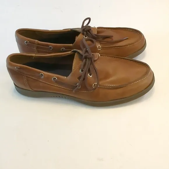 Men's Sperry Defender All Leather Boat Shoe Size 12M Tan Leather STS17702 EUC