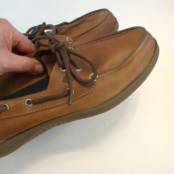 Men's Sperry Defender All Leather Boat Shoe Size 12M Tan Leather STS17702 EUC