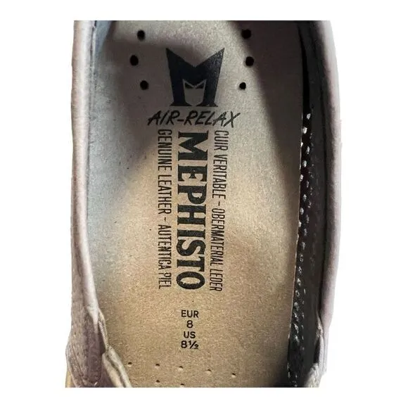 Mephisto Air Relax Men's Slip-On Perforated Casual Shoes Grey White Size 8.5