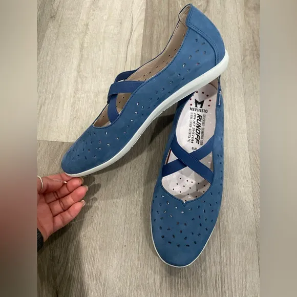 Mephisto Blue Leather Shoes Brand New no Box Size 8.5