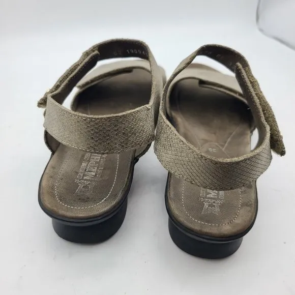 Mephisto Women sandals Shoes pewter metallic Leather adjustable straps  8.5.9 39