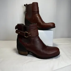 Merrell Leather Ankle Boots Buckle Accents Brown Chelsea Style US 7