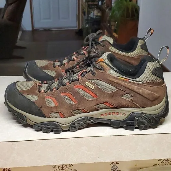 Merrell Mens 9.5 Continuum Espresso Hiking Shoes Vibram Soles Waterproof