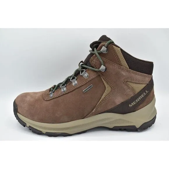 Merrell Mens Size 10 Erie Mid Earth Brown Leather Waterproof Hiking Boots Shoes