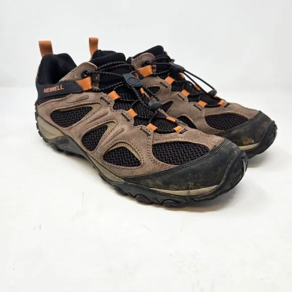 Merrell Mens  Yokota 11.5 Hiking Shoes Brown Black Mesh Upper Lace-Up Durable Gr