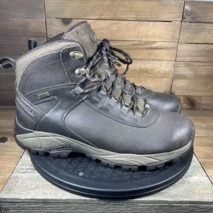 Merrell Mens Size 10 VEGO MIDLeather Waterproof Brown Hiking Lace Up Boot Shoes