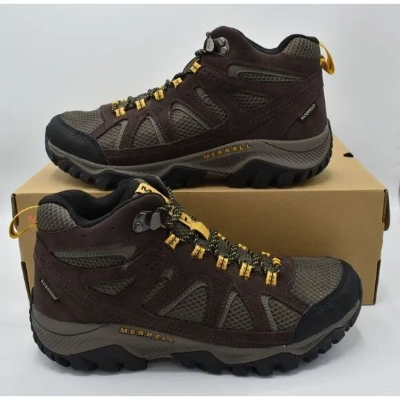 Merrell Mens Size 9 Oakcreek Mid Waterproof Expresso Hiking Boots Shoes J03640