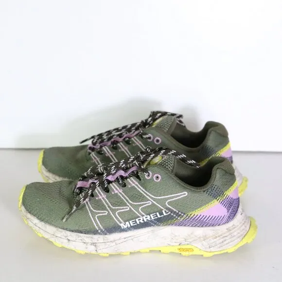 Merrell Moab Flight Hiking Shoes Womens 8 Green Purple Trail Running Float Pro