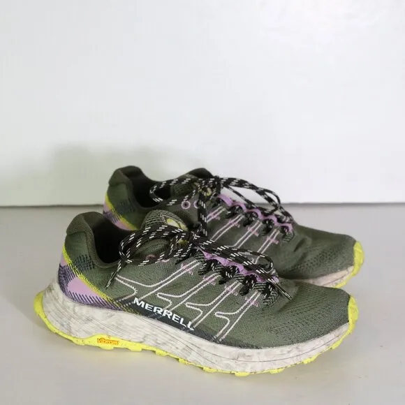 Merrell Moab Flight Hiking Shoes Womens 8 Green Purple Trail Running Float Pro