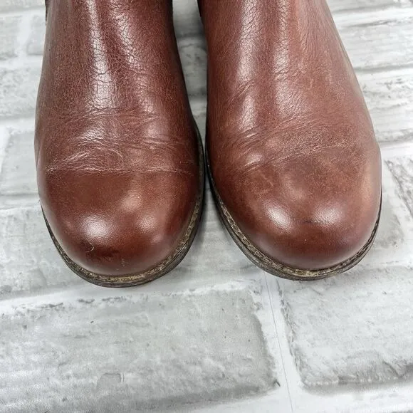 Merrell Shiloh Peak Women's 10 Brown Leather Stacked Heel Motorcycle Boots