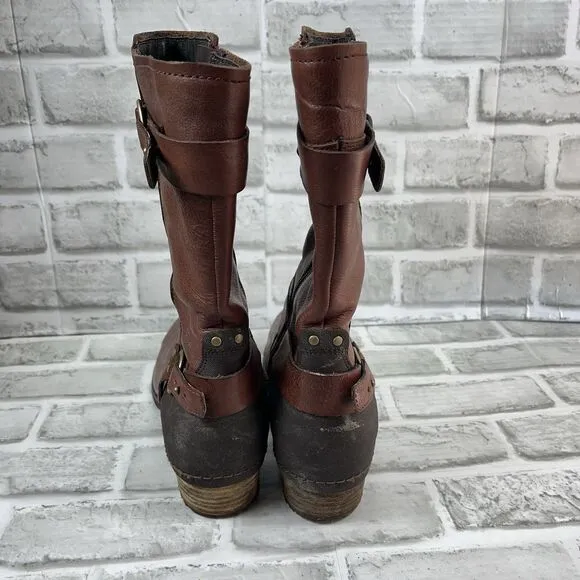 Merrell Shiloh Peak Women's 10 Brown Leather Stacked Heel Motorcycle Boots