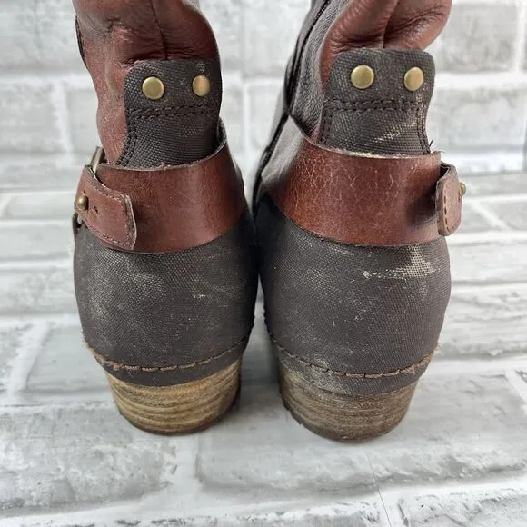 Merrell Shiloh Peak Women's 10 Brown Leather Stacked Heel Motorcycle Boots