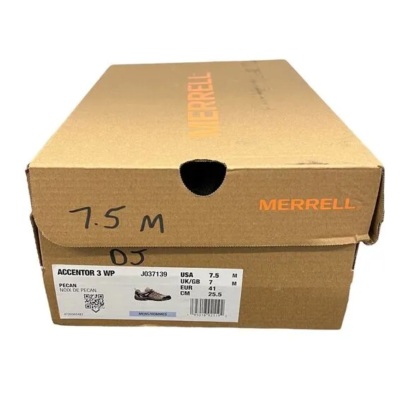 Merrell Shoes Mens 7.5 M Brown Accentor 3 Pecan Hiking Low Waterproof Vibram NEW
