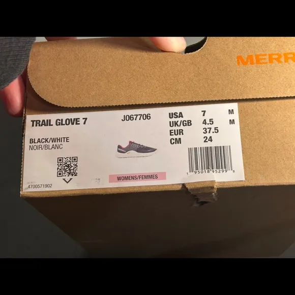 Merrell Trail Glove 7 Barefoot Minimalist Hiking Running Shoes Blk/Pnk Woman 7