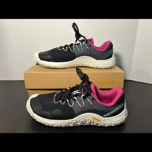 Merrell Trail Glove 7 Barefoot Minimalist Hiking Running Shoes Blk/Pnk Woman 7