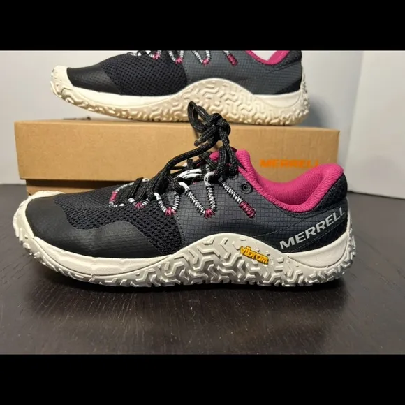 Merrell Trail Glove 7 Barefoot Minimalist Hiking Running Shoes Blk/Pnk Woman 7
